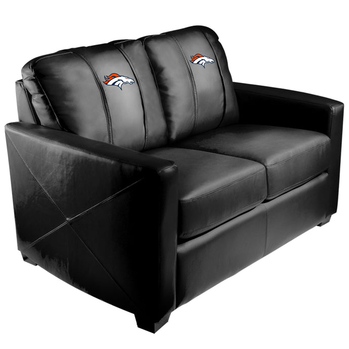 Silver Loveseat with Denver Broncos Primary Logo