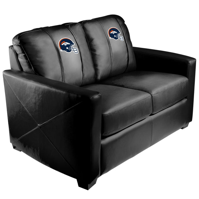 Silver Loveseat with Denver Broncos Helmet Logo