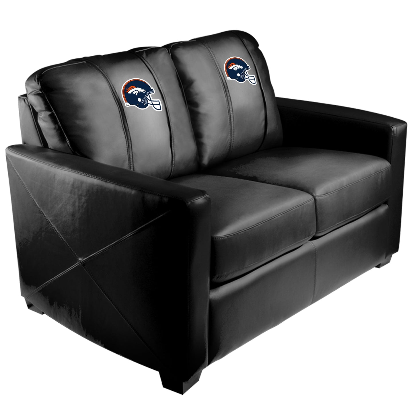 Silver Loveseat with Denver Broncos Helmet Logo