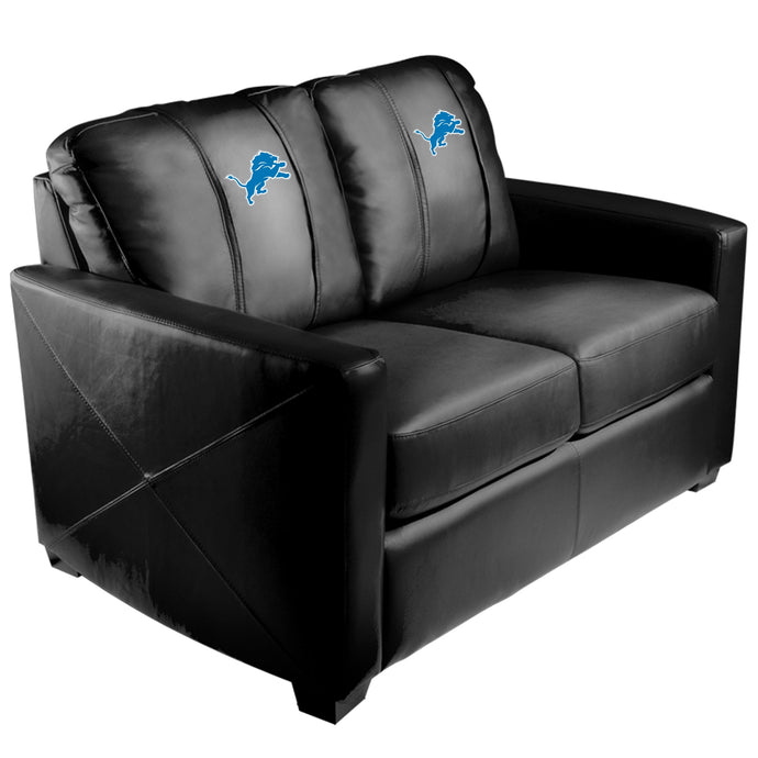 Silver Loveseat with Detroit Lions Primary Logo
