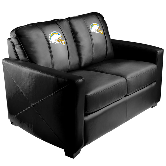 Silver Loveseat with Los Angeles Chargers Helmet Logo