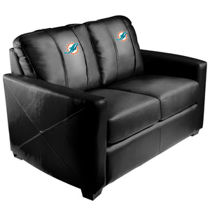 Silver Loveseat with Miami Dolphins Primary Logo