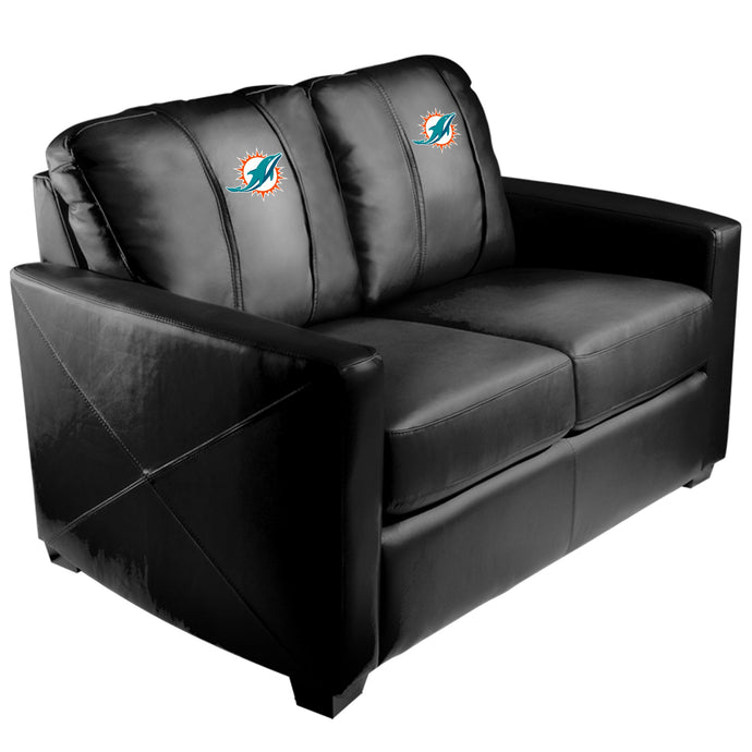 Silver Loveseat with Miami Dolphins Primary Logo
