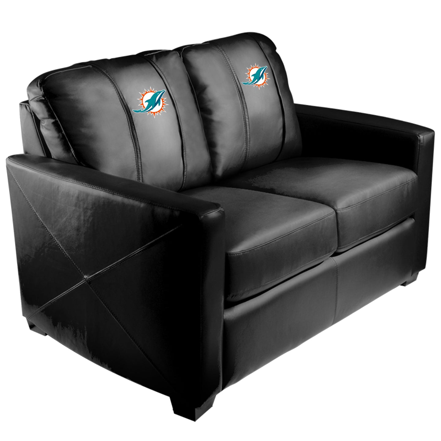 Silver Loveseat with Miami Dolphins Primary Logo