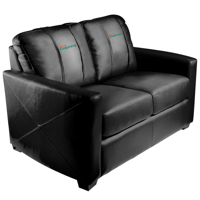 Silver Loveseat with Miami Dolphins Secondary Logo