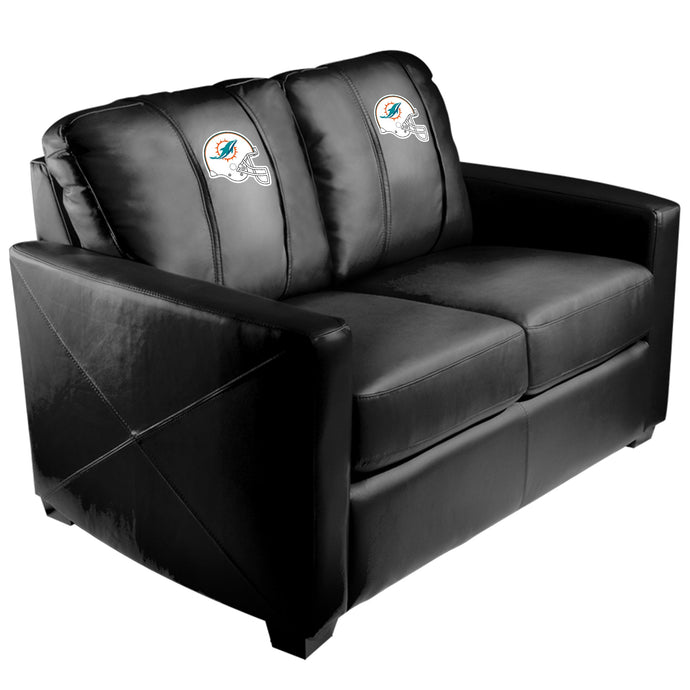 Silver Loveseat with Miami Dolphins Helmet Logo