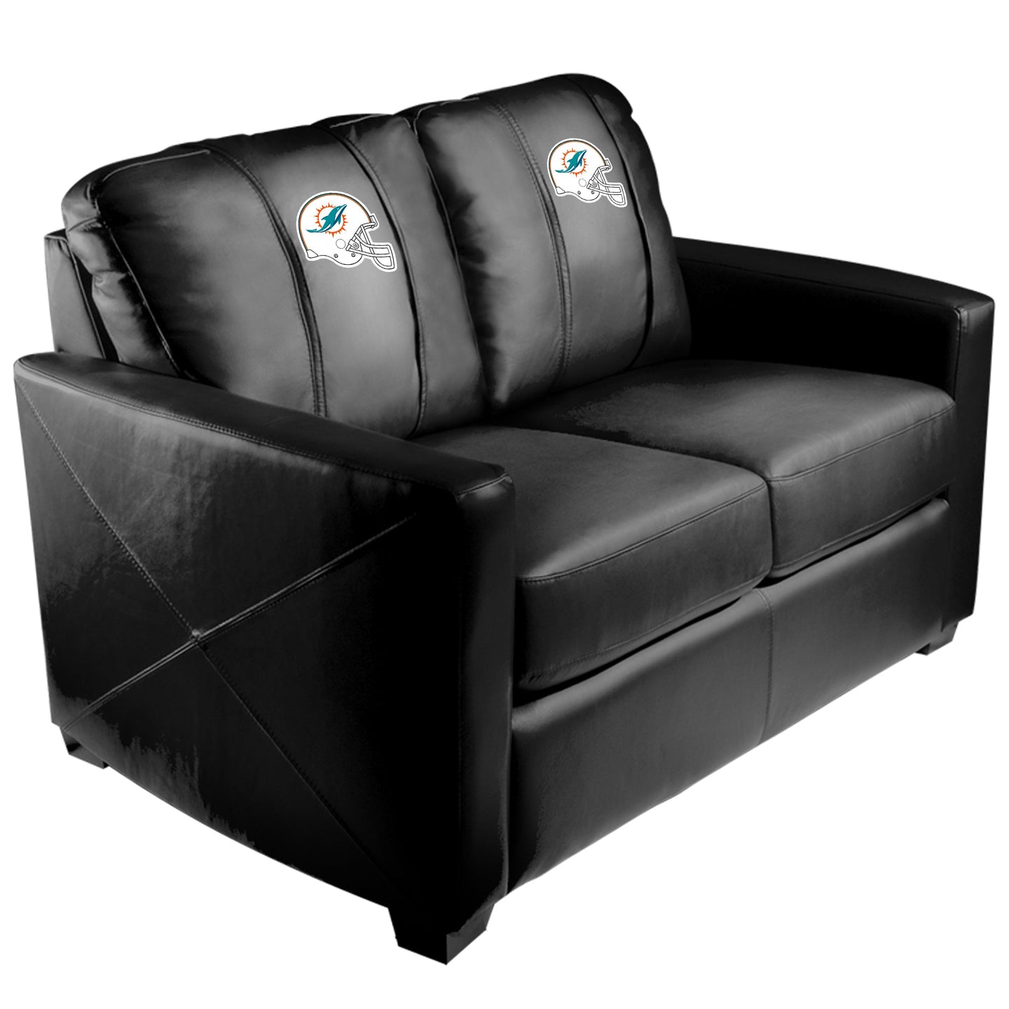 Silver Loveseat with Miami Dolphins Helmet Logo