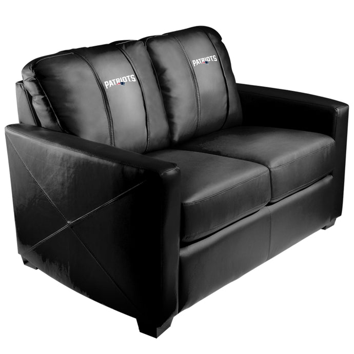 Silver Loveseat with New England Patriots Secondary Logo