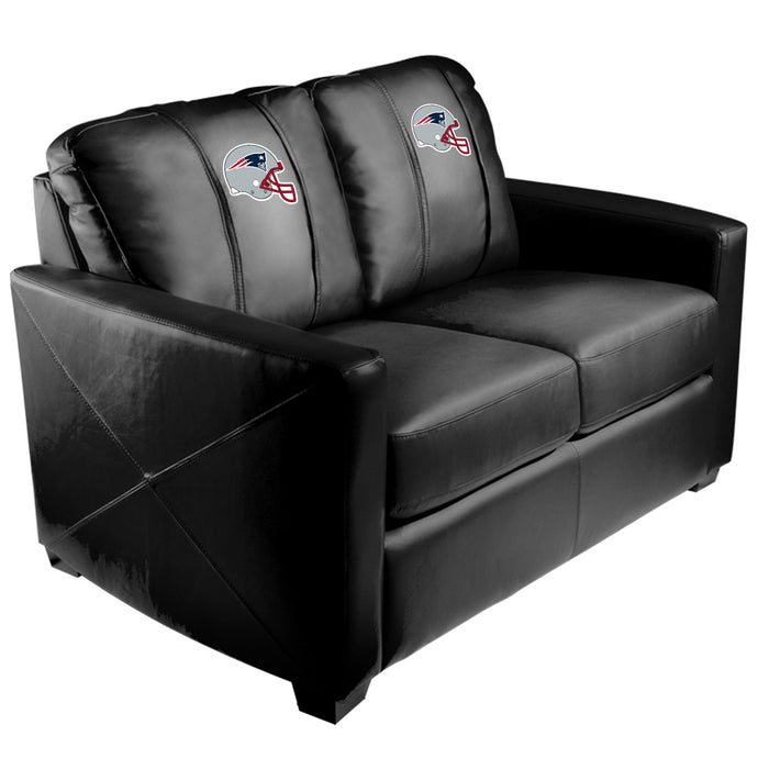 Silver Loveseat with New England Patriots Helmet Logo