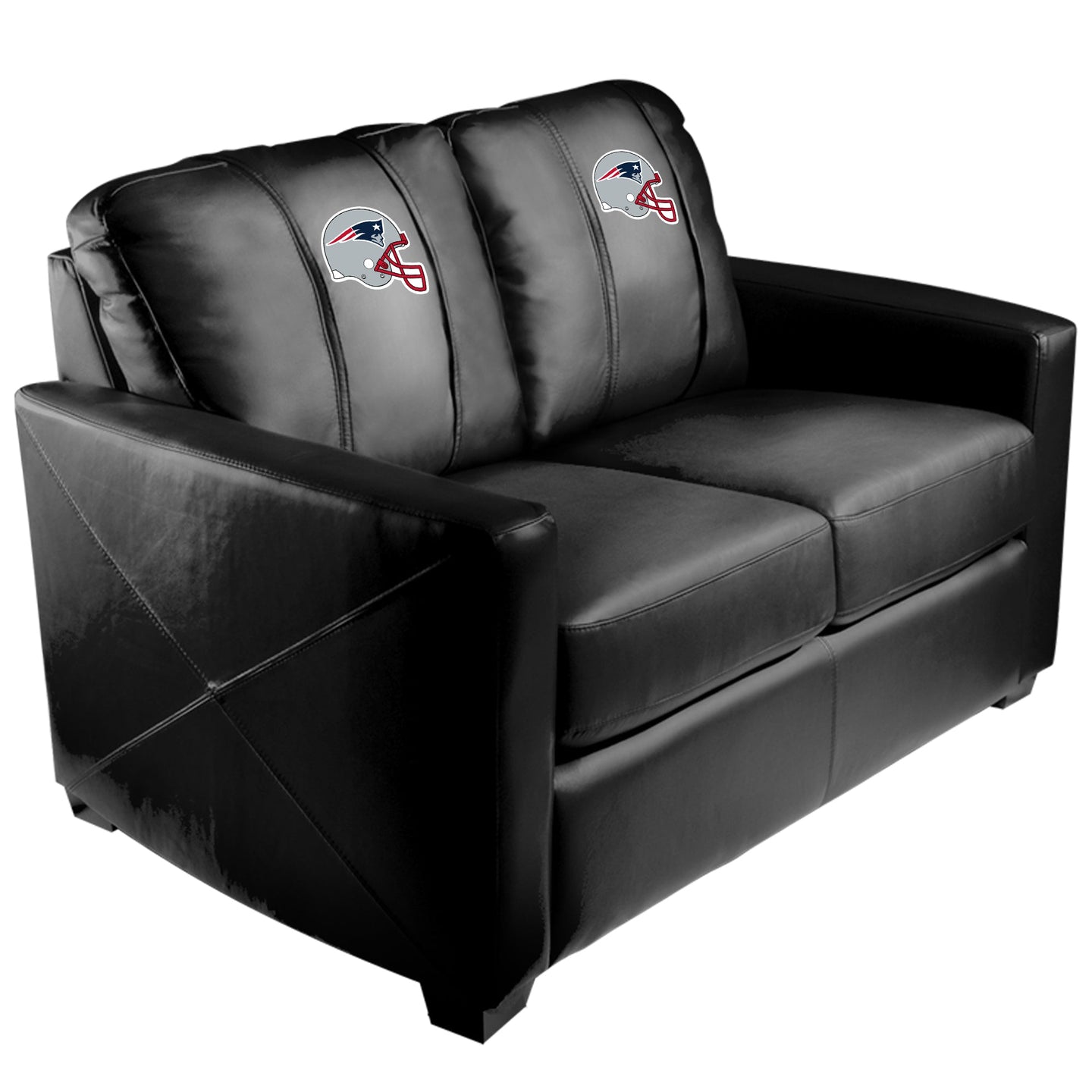 Silver Loveseat with New England Patriots Helmet Logo