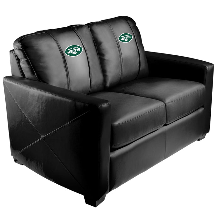 Silver Loveseat with New York Jets Primary Logo