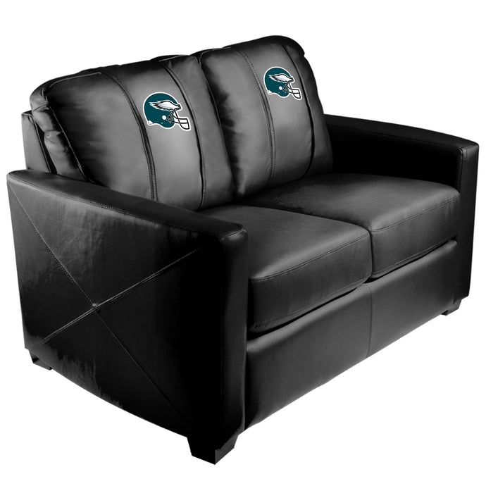 Silver Loveseat with Philadelphia Eagles Helmet Logo