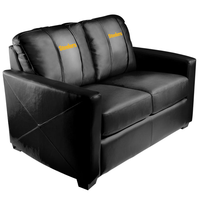 Silver Loveseat with Pittsburgh Steelers Secondary Logo