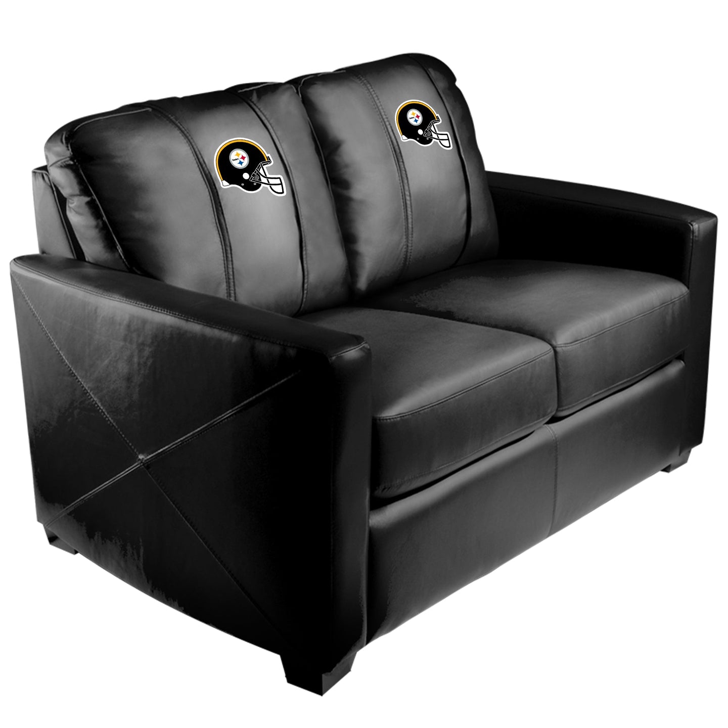 Silver Loveseat with Pittsburgh Steelers Helmet Logo