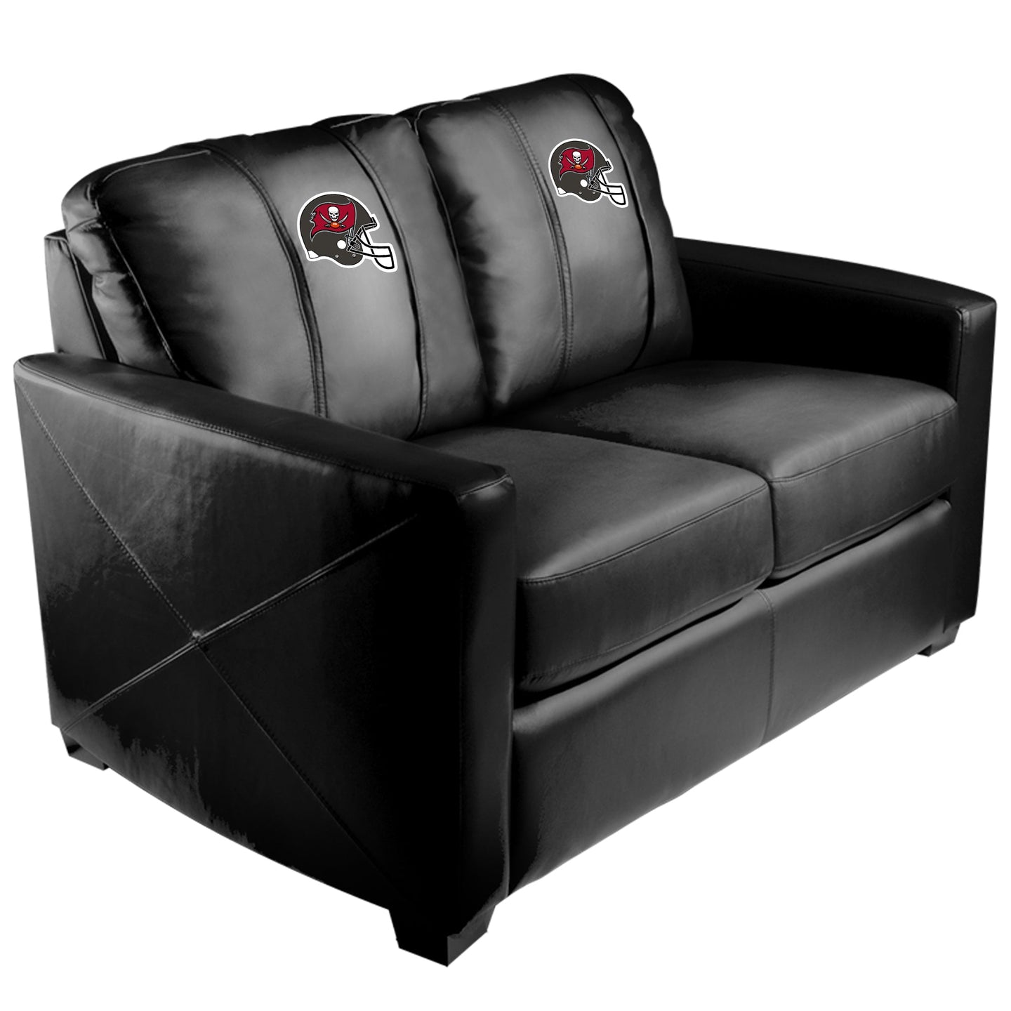 Silver Loveseat with Tampa Bay Buccaneers Helmet Logo