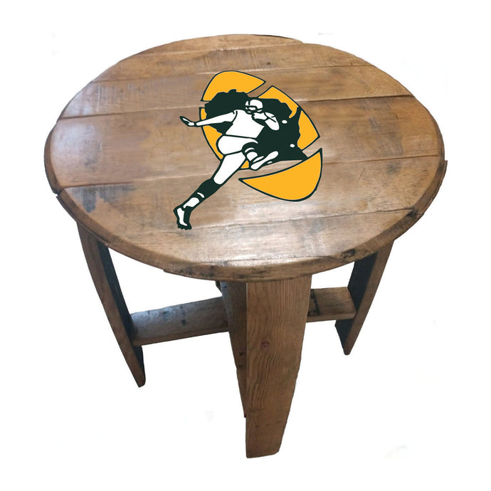 Green Bay Packers Historic Logo Oak Barrel Table