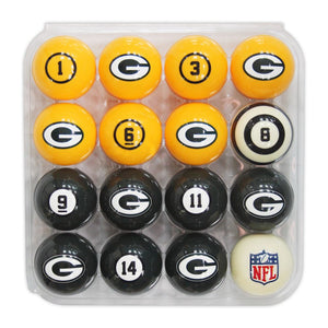 Green Bay Packers Billiard Balls with Numbers