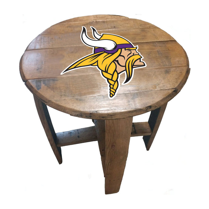 Minnesota Vikings Oak Barrel Table