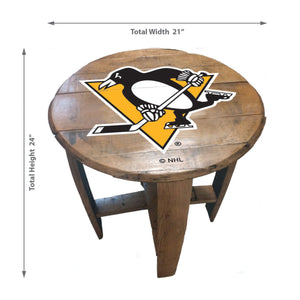 Pittsburgh Penguins Oak Barrel Table