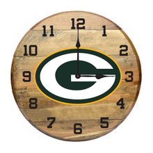 Load image into Gallery viewer, Green Bay Packers Oak Barrel Clock