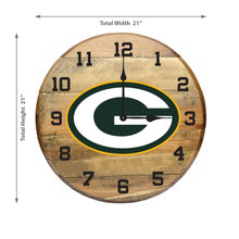 Load image into Gallery viewer, Green Bay Packers Oak Barrel Clock