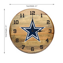 Load image into Gallery viewer, Dallas Cowboys Oak Barrel Clock