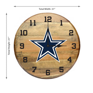 Dallas Cowboys Oak Barrel Clock