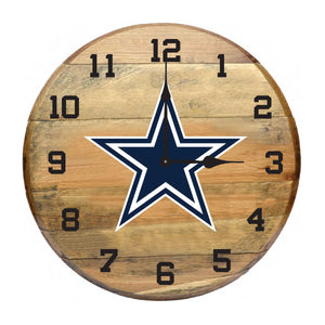 Dallas Cowboys Oak Barrel Clock