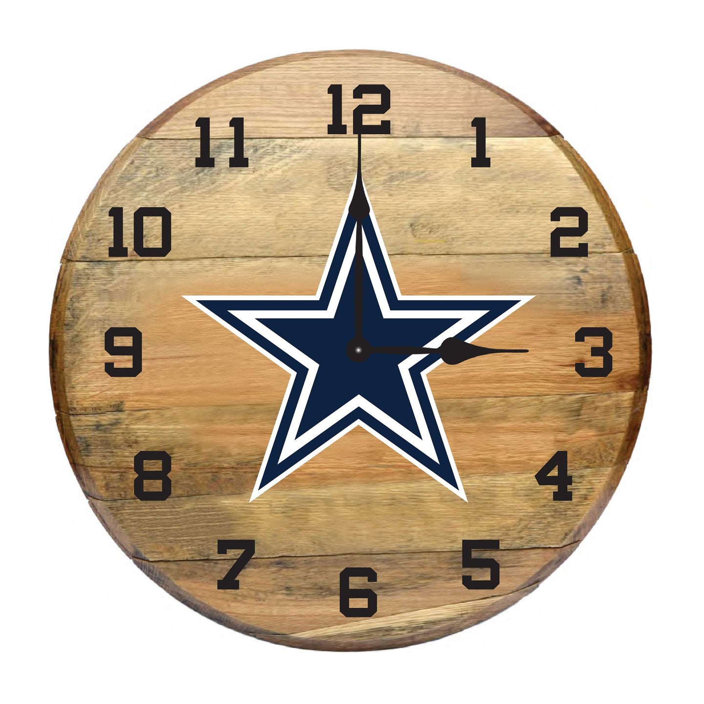 Dallas Cowboys Oak Barrel Clock