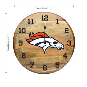 Denver Broncos Oak Barrel Clock