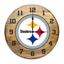 Load image into Gallery viewer, Pittsburgh Steelers Oak Barrel Clock