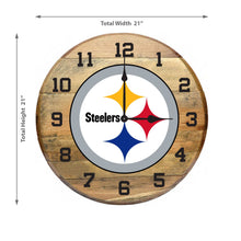Load image into Gallery viewer, Pittsburgh Steelers Oak Barrel Clock