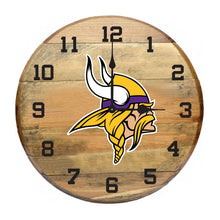 Load image into Gallery viewer, Minnesota Vikings Oak Barrel Clock
