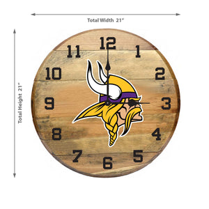 Minnesota Vikings Oak Barrel Clock