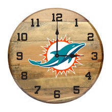 Load image into Gallery viewer, Miami Dolphins Oak Barrel Clock