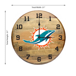 Miami Dolphins Oak Barrel Clock