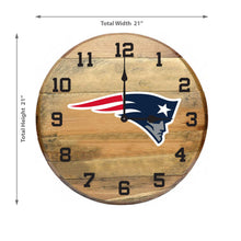 Load image into Gallery viewer, New England Patriots Oak Barrel Clock