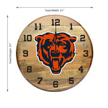 Load image into Gallery viewer, Chicago Bears Oak Barrel Clock
