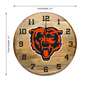 Chicago Bears Oak Barrel Clock