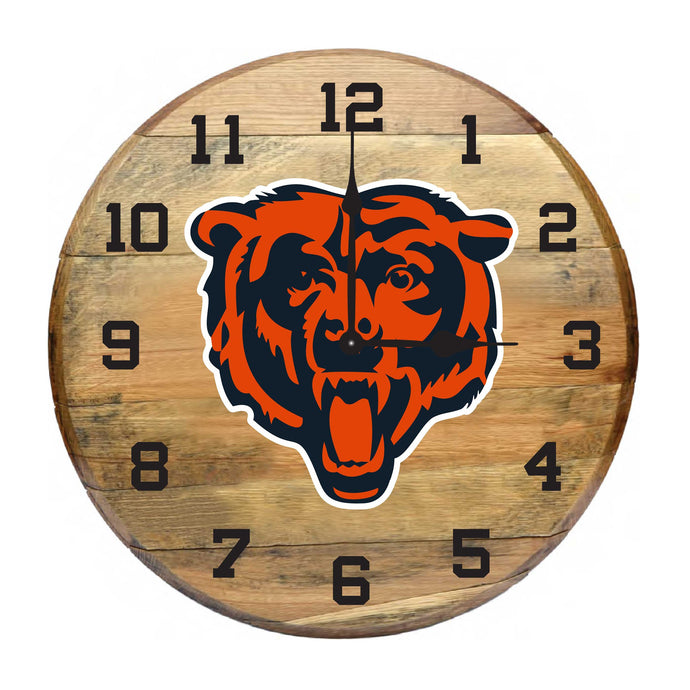 Chicago Bears Oak Barrel Clock