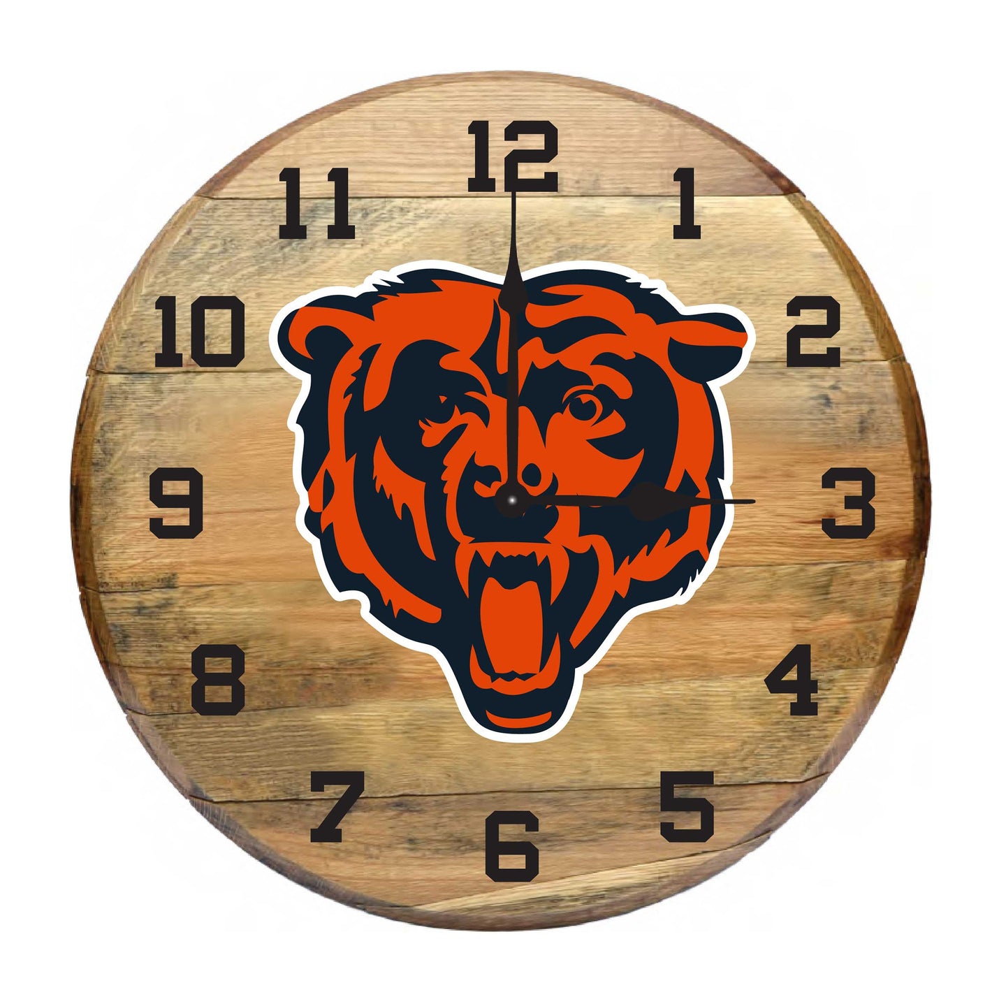 Chicago Bears Oak Barrel Clock