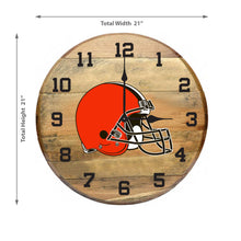 Load image into Gallery viewer, Cleveland Browns Oak Barrel Clock