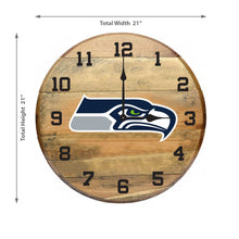 Load image into Gallery viewer, Seattle Seahawks Oak Barrel Clock