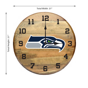 Seattle Seahawks Oak Barrel Clock