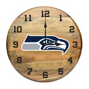 Seattle Seahawks Oak Barrel Clock