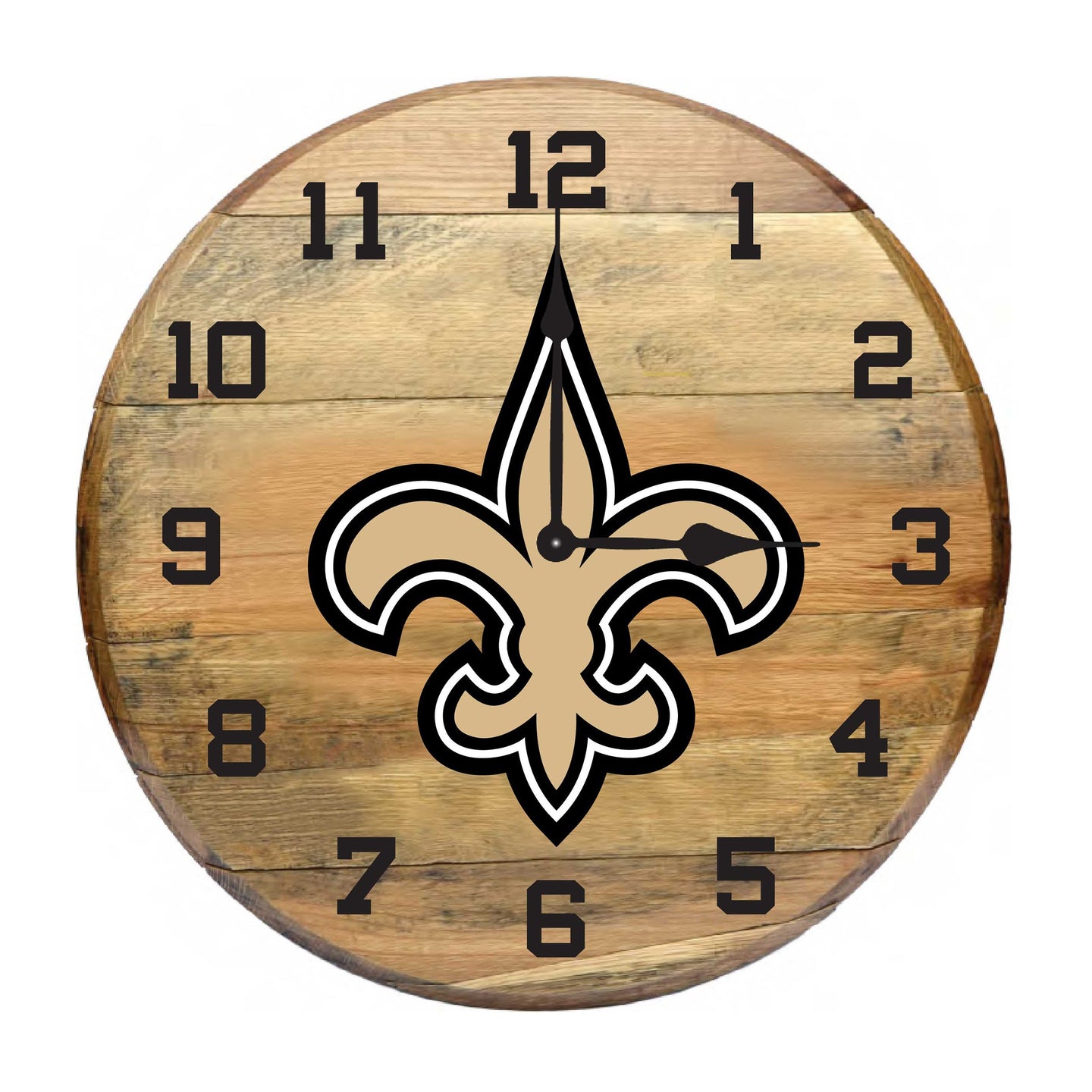 New Orleans Saints Oak Barrel Clock