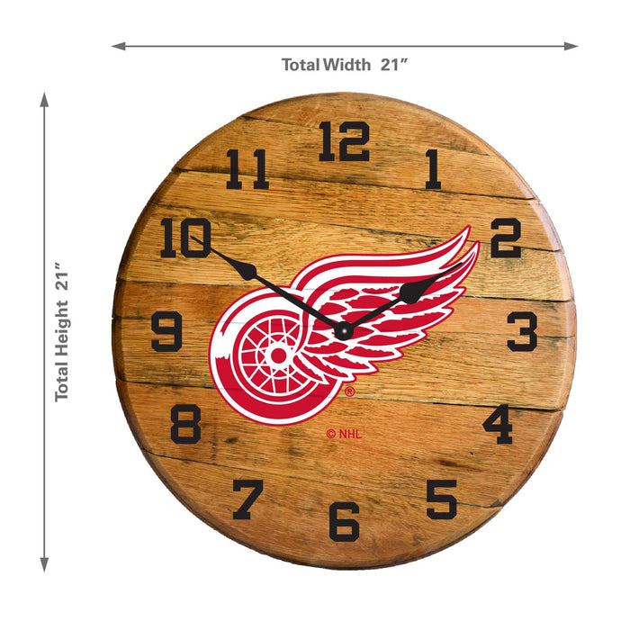 Detroit Red Wings Oak Barrel Clock