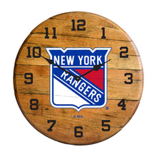 Load image into Gallery viewer, New York Rangers Oak Barrel Clock