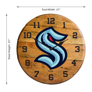 Seattle Kraken Oak Barrel Clock