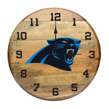 Load image into Gallery viewer, Carolina Panthers Oak Barrel Clock